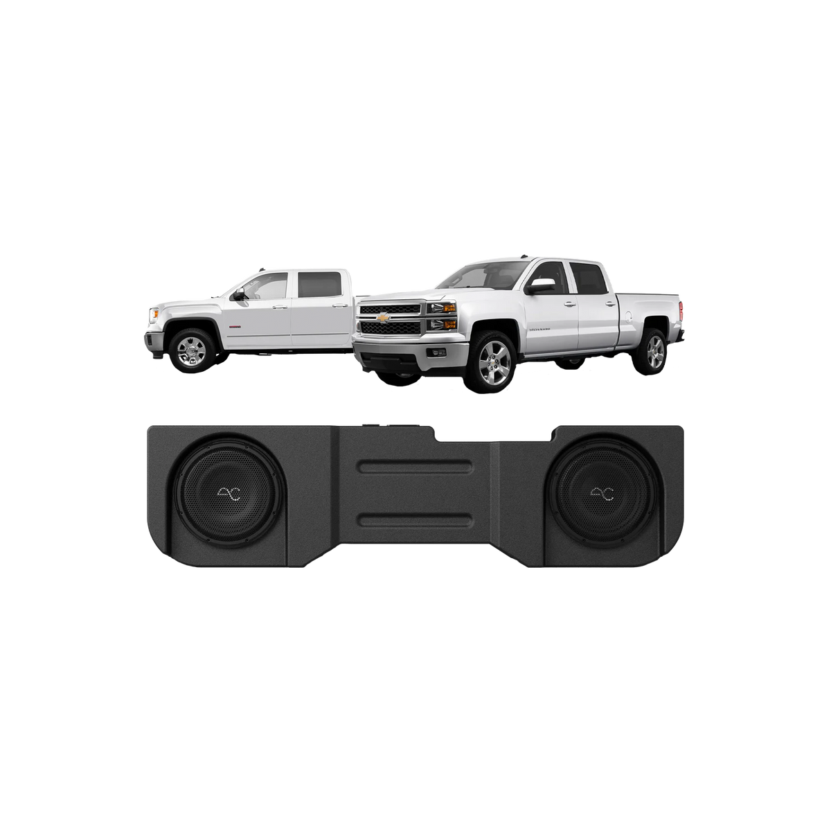 AudioControl Dual 10" Sealed Under-Seat Sub Encl, 14-18 GM Trucks, 2Ω — TXGM14D10