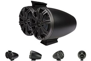 Kicker KMFC 8-inch Flat-Mount Marine Tower Speakers, Charcoal (Pair)