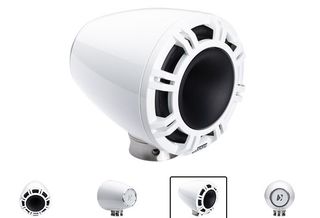 Kicker KMFC 9-inch Horn-Loaded Marine Tower Speakers, White (Pair)