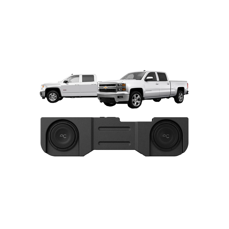 AudioControl Dual 10" Sealed Under-Seat Sub Encl, 14-18 GM Trucks, 2Ω — TXGM14D10
