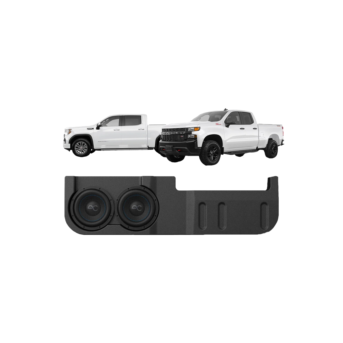 AudioControl Dual 10" Vented Sub Encl, 2019+ Silverado/Sierra, 2Ω — TXGM19D10