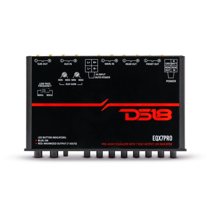 DS18 High Volt 7-Band Equalizer, High Level Input, Auto Turn On And High Volt, LED Clipping Indicator — EQX7PRO