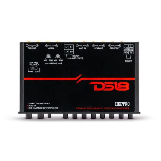 DS18 High Volt 7-Band Equalizer, High Level Input, Auto Turn On And High Volt, LED Clipping Indicator — EQX7PRO