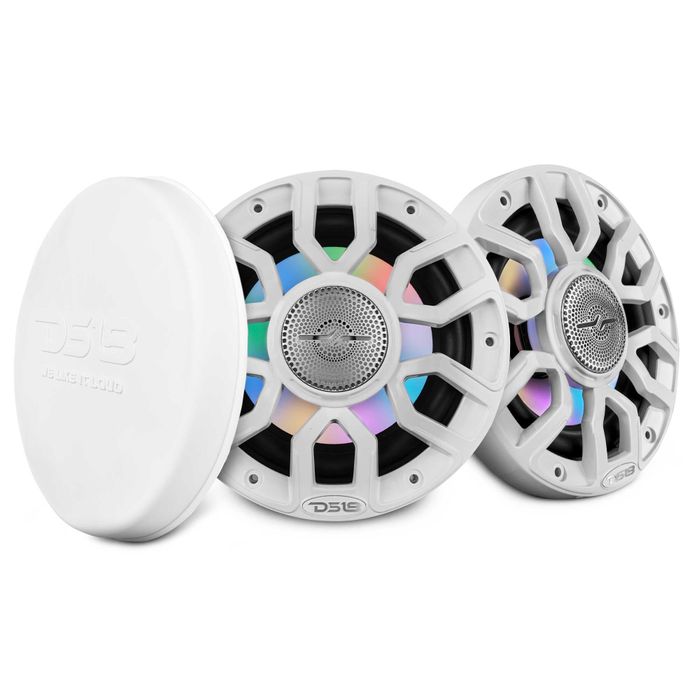 DS18 6.5", 2-Way, 150 Watts RMS, 4Ω, Digital LED Lights, Bullet Tweeter, Covers Included, White — NXL-IQ6/WH