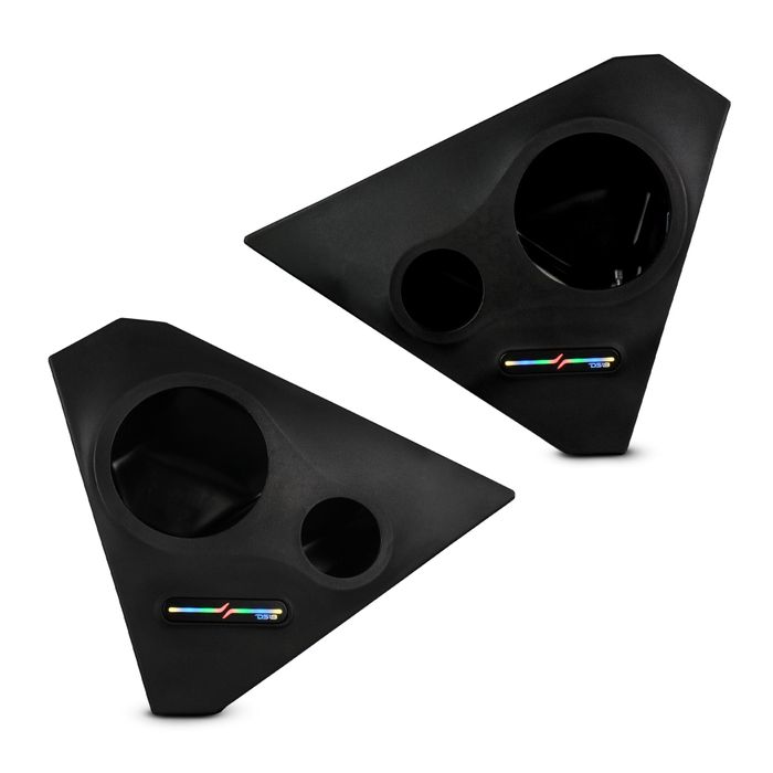 DS18 Front Kick Panel Enclosure, Fits 2 x 6.5" Speakers &  2 x 3.8" Tweeters, 2015 & Up, Digital LED Ligths — SLG-FKP6v2