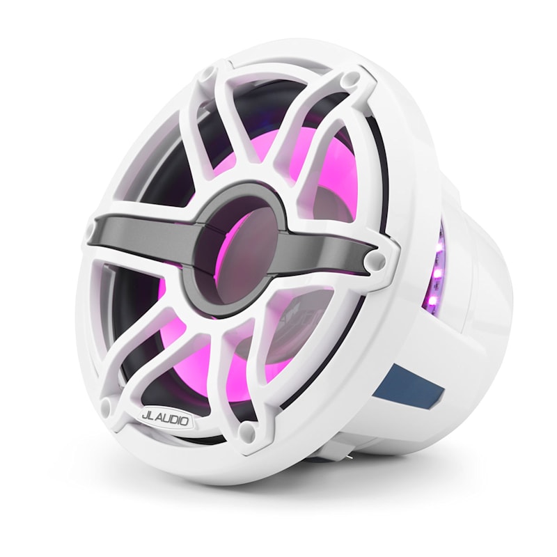 JL Audio M6-10W-S-GwGw-i-4 10-inch M6 enclosed-use marine subwoofer, LED White Sport Grille