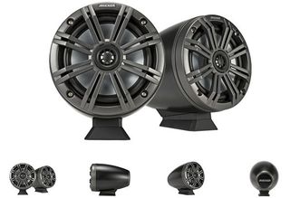 Kicker KMFC 6.5-inch Flat-Mount Marine Tower Speakers, Charcoal (Pair)