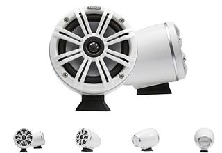 Kicker KMFC 6.5-inch Flat-Mount Marine Tower Speakers, White (Pair)