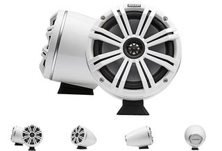 Kicker KMFC 8-inch Flat-Mount Marine Tower Speakers, White (Pair)
