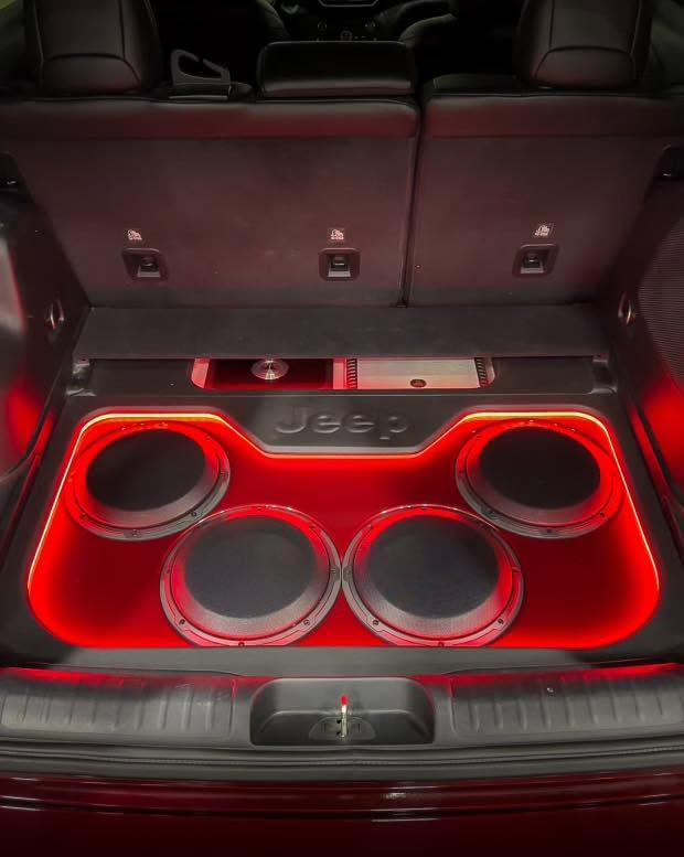 Illuminated custom trunk audio installation