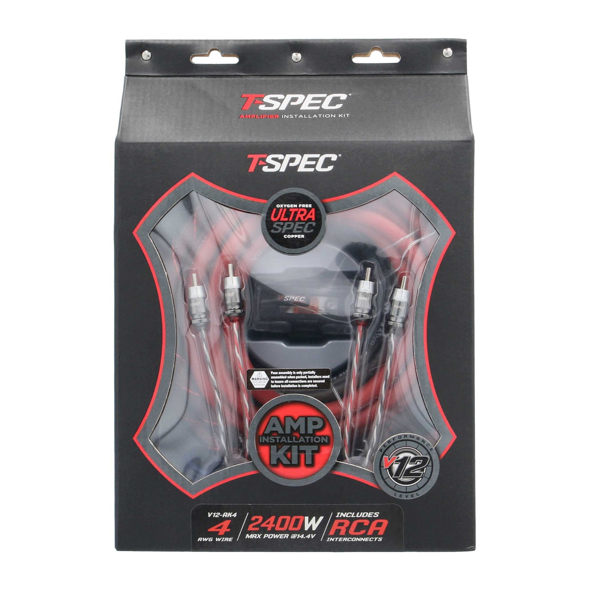 T-Spec V12 4 AWG Amp Kit with RCA — 2400W